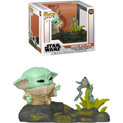 Figura pop deluxe star wars the mandalorian grogu with frog