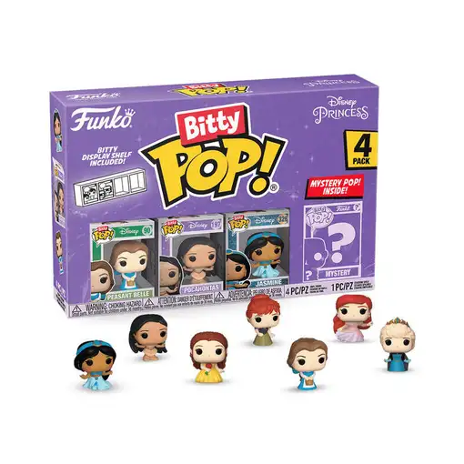 Blister 4 figuras bitty pop disney princesas bella
