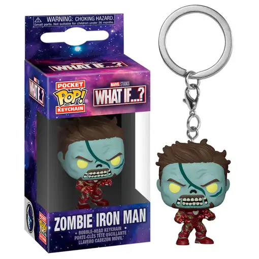 Llavero pocket pop marvel what if zombie iron man