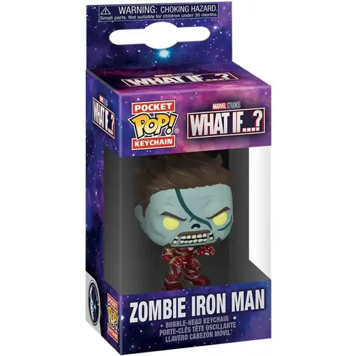 Llavero pocket pop marvel what if zombie iron man