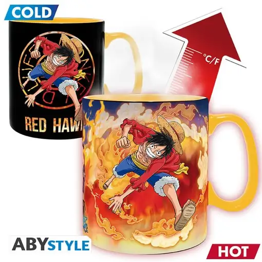 Taza Térmica de Cerámica Abystyle One Piece Modelo Luffy & Sabo