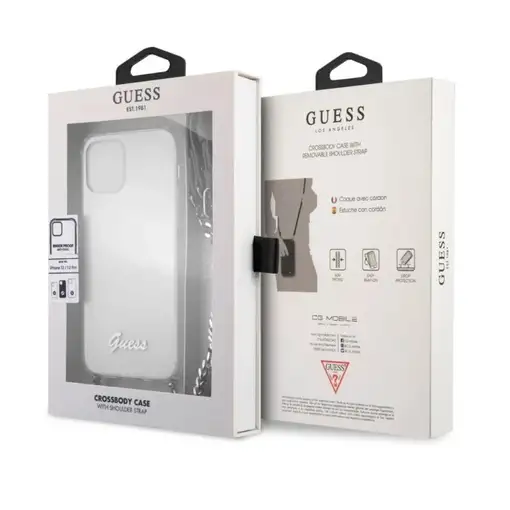 Funda Rígida Guess Transparente con cadena Plateada para iPhone 12 | 12 Pro