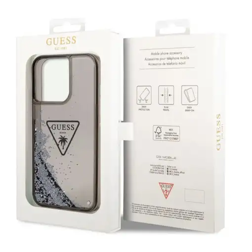 Funda Guess purpurina líquida Plateada para Apple iPhone 14 Pro color Negro