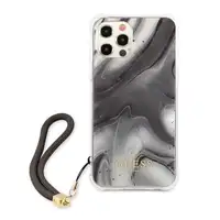 Funda Rígida Guess Gris Mármol con cadena de naylon para iPhone 12 Pro Max