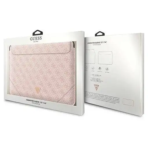 Funda Guess para portátil y tablet de 14'' diseño 4G color Rosa con logo GUCS14P4T