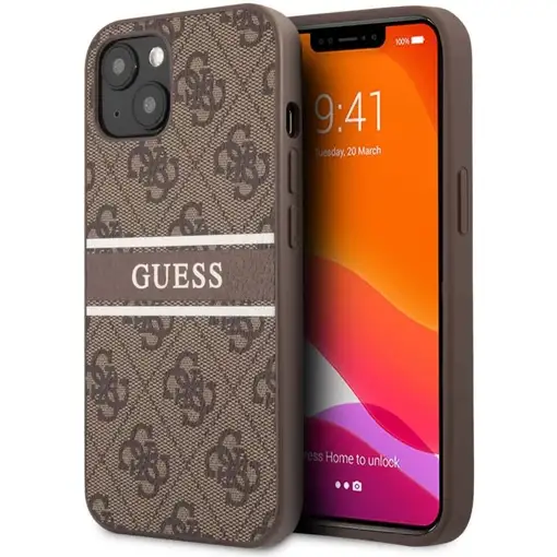 Funda Guess para iPhone 13 Mini Marrón con logo y franja Marrón