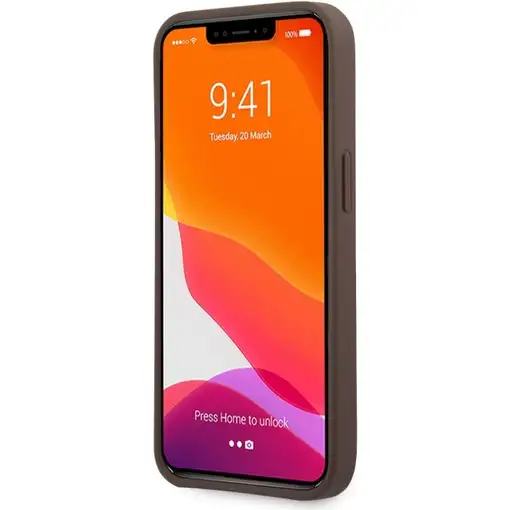 Funda Guess para iPhone 13 Mini Marrón con logo y franja Marrón