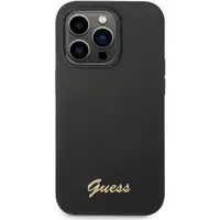 Funda Guess de Silicona para Apple iPhone 14 Pro Color Negro con logo dorado