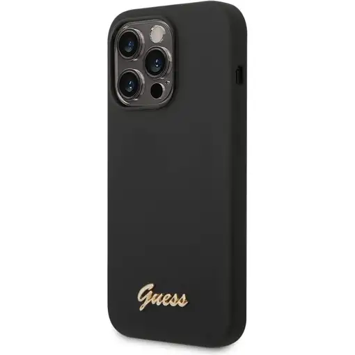 Funda Guess de Silicona para Apple iPhone 14 Pro Color Negro con logo dorado