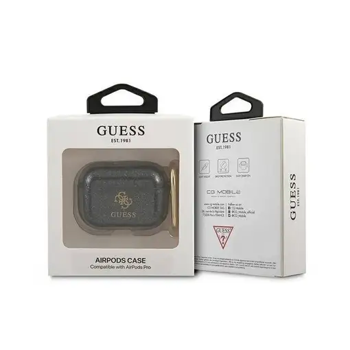 Funda Guess Silicona para Apple Airpods Pro Negro Glitter Modelo GUAPUCG4GK Funda Guess Silicona para Apple Airpods Pro Negro Glitter Modelo GUAPUCG4GK
