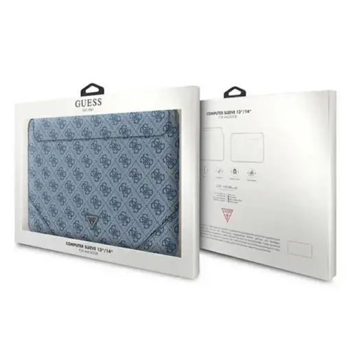 Funda Guess para portátil y tablet de 14'' diseño 4G color Azul con logo GUCS14P4T
