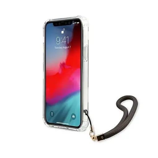 Funda Rígida Guess Gris Mármol con cadena de naylon para iPhone 12 | 12 Pro
