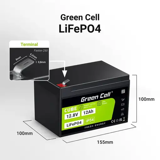 Green Cell LFPGC12V12AH batería para sistema ups Fosfato de hierro-litio (LiFePo4)
