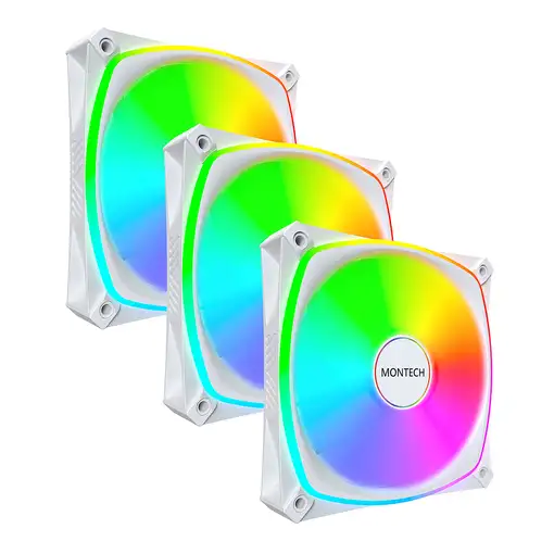Montech RX120 PRO Carcasa del ordenador Ventilador 12 cm Blanco 3 pieza(s)