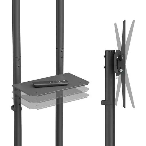 AISENS Soporte De Suelo Eco Con Rueda, Bandeja Para DVD Para Monitor/TV 45kg De 37