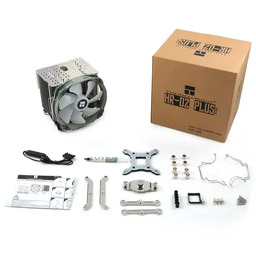 Thermalright HR-02 Plus Procesador Disipador térmico/Radiador 14 cm Plata, Blanco