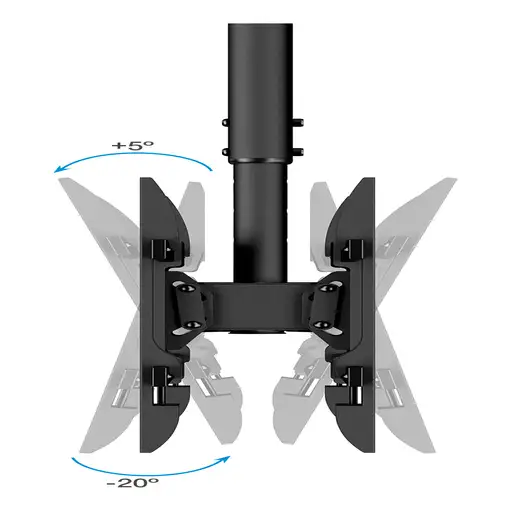 TooQ Soporte de Techo para 2 Pantallas 43"-86", Negro