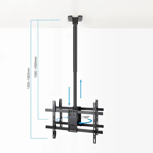 TooQ Soporte de Techo para 2 Pantallas 43"-86", Negro