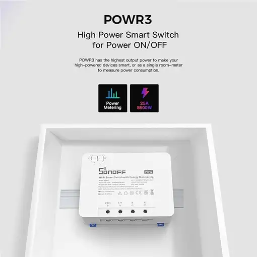 Sonoff POWR3 interruptor eléctrico Interruptor inteligente Blanco