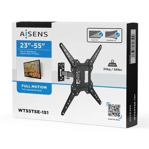 AISENS Soporte Eco Giratorio, Inclinable Para Monitor/TV 30kg (2 Pivotes) De 23-55