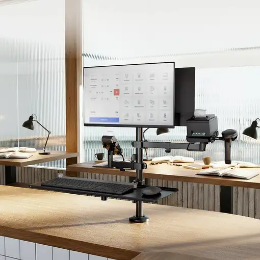 TooQ Soporte de Mesa para TPV/Impresora/Pantallas 17”-32”/Terminal/Lector/Teclado