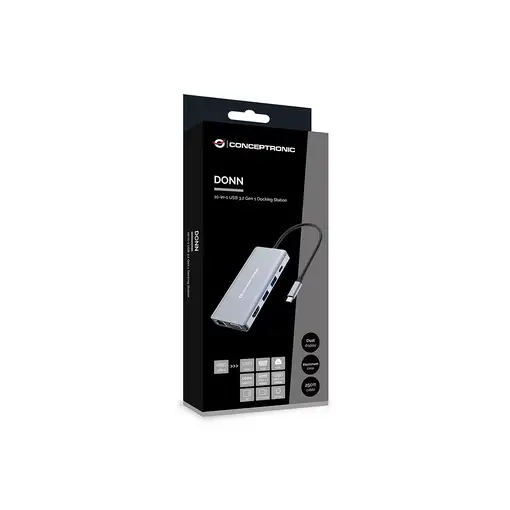 Conceptronic DONN20G base para portátil y replicador de puertos Alámbrico USB 3.2