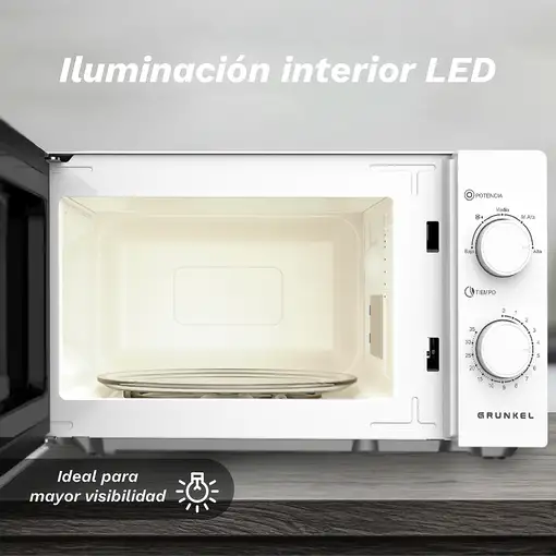 Microondas sin grill blanco, 20L, 700 W, MW-20EASY GRUNKEL