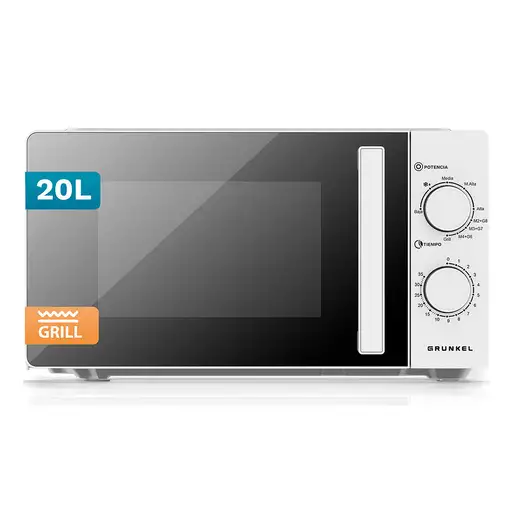 Microondas con grill blanco, 20L, 700 W, MWG-20GRILL GRUNKEL