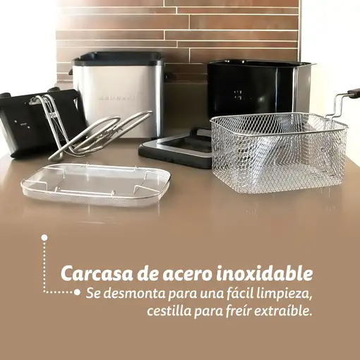 Freidora de aceite inox, 4,2 litros, 3000 W, MAXIFRYPRO GRUNKEL