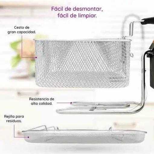 Freidora de aceite inox, 4,2 litros, 3000 W, MAXIFRYPRO GRUNKEL