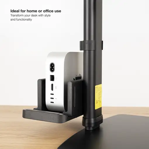 TooQ Soporte de mesa para pantallas 17”-27” con soporte integrado para CPU