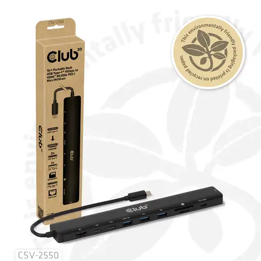CLUB3D CSV-2550 base para portátil y replicador de puertos Alámbrico USB Tipo C