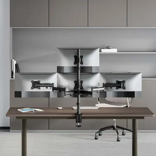 AISENS Soporte de Mesa Eco Giratorio e Inclinable para 4 Monitores 8kg