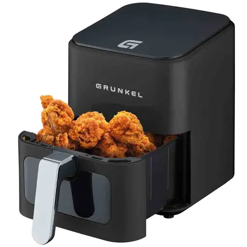 Freidora de aire negra con ventana, 4 litros, 1200W, Black Easy Fryer GRUNKEL