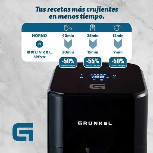 Freidora de aire negra con ventana, 4 litros, 1200W, Black Easy Fryer GRUNKEL