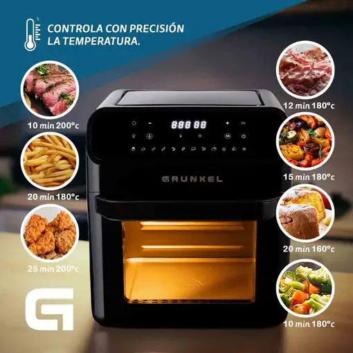 Freidora de aire tipo horno, 12 L, 1500W, 12 Programas, Black Fryer Oven GRUNKEL