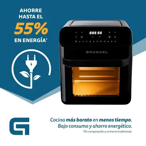 Freidora de aire tipo horno, 12 L, 1500W, 12 Programas, Black Fryer Oven GRUNKEL