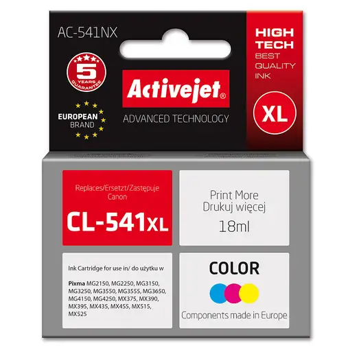 Activejet Tinta AC-541NX para impresora Canon (repuesto Canon CL-541XL) Supreme, 1