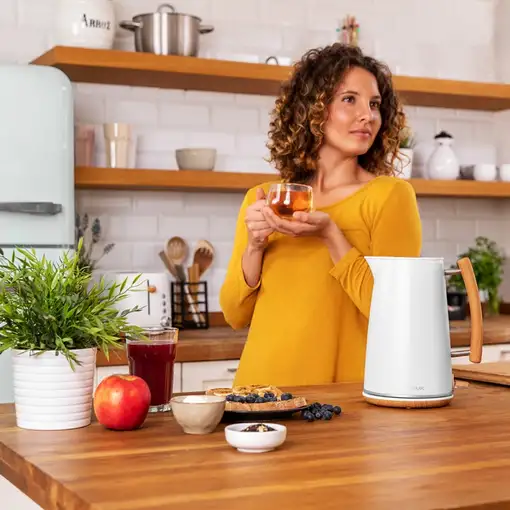 Cecotec 01480 tetera eléctrica 1,7 L 3000 W Marrón, Blanco