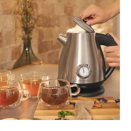 Cecotec Thermosense 620 Retro Steel tetera eléctrica 1,7 L 2200 W Acero inoxidable