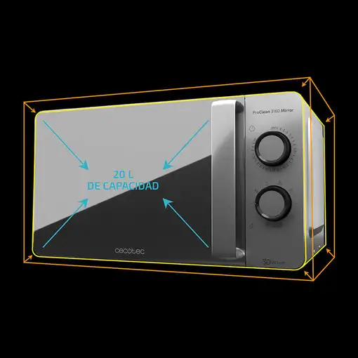 Cecotec ProClean 3160 Mirror Gris Microondas con grill Encimera 20 L 700 W