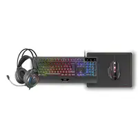 Mars Gaming MCP124PRO, Combo Gaming 4en1, Teclado RGB H-Mech con Reposamuñecas, Ra