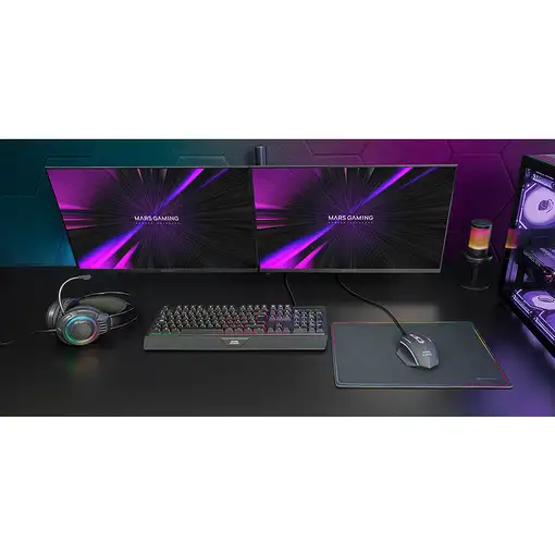 Mars Gaming MCP124PRO, Combo Gaming 4en1, Teclado RGB H-Mech con Reposamuñecas, Ra