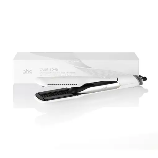 Plancha de pelo y secador de aire caliente 2 en 1, Blanca, Duet Style GHD