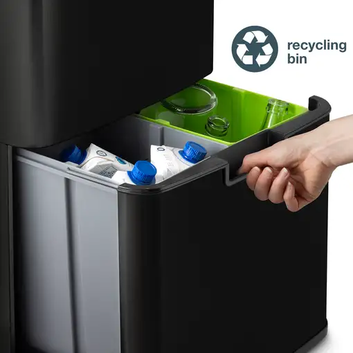 Papelera Reciclaje 3 Compartimentos, 69L Les Collectors N°1015, Cierre Automático