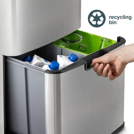 Papelera Reciclaje 3 Compartimentos, 69L Les Collectors N°1012, Cierre Automático