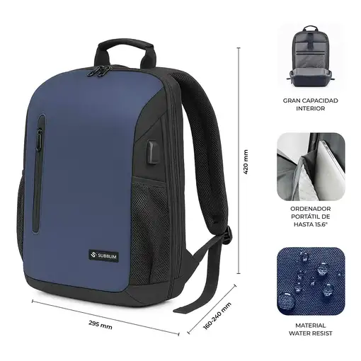 SUBBLIM Nomad Xpand Air Padding mochila City backpack Azul Poliéster reciclado