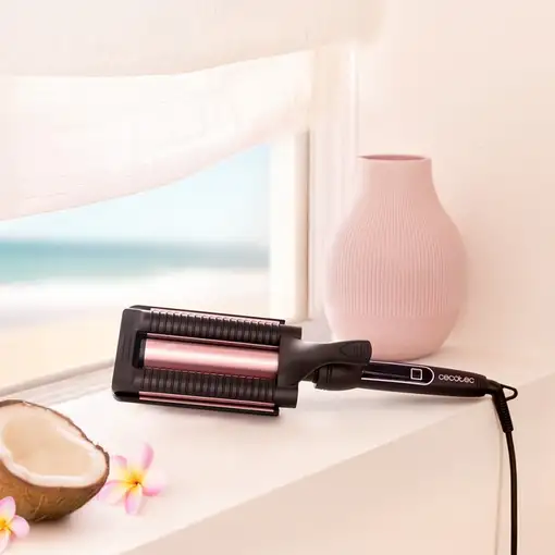 Cecotec RitualCare 1000 Summer Waves Plancha de pelo Caliente Negro, Rosa claro