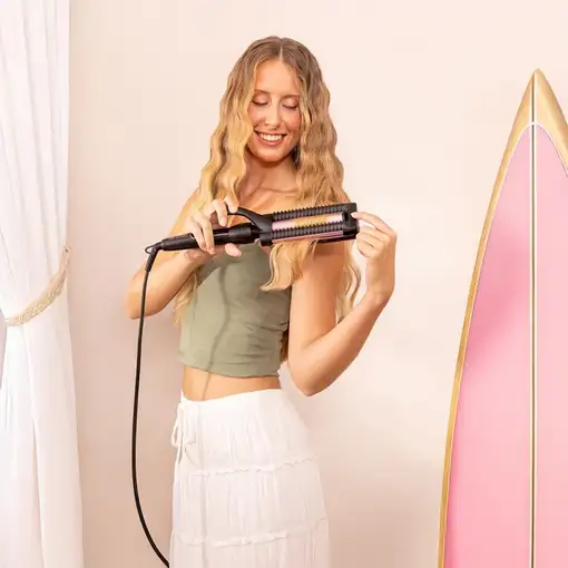 Cecotec RitualCare 1000 Summer Waves Plancha de pelo Caliente Negro, Rosa claro