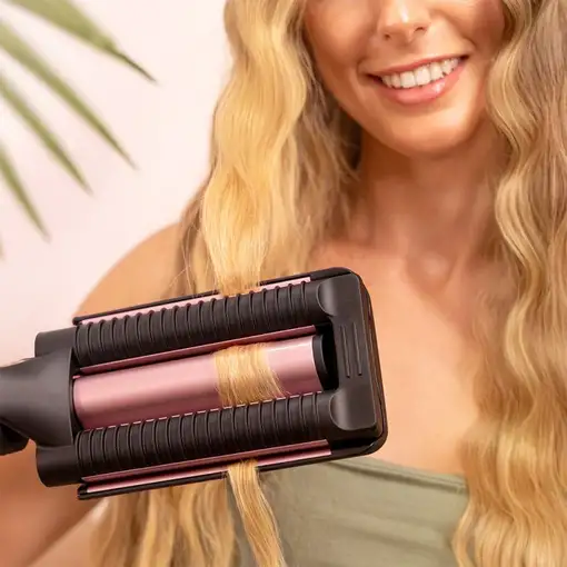 Cecotec RitualCare 1000 Summer Waves Plancha de pelo Caliente Negro, Rosa claro